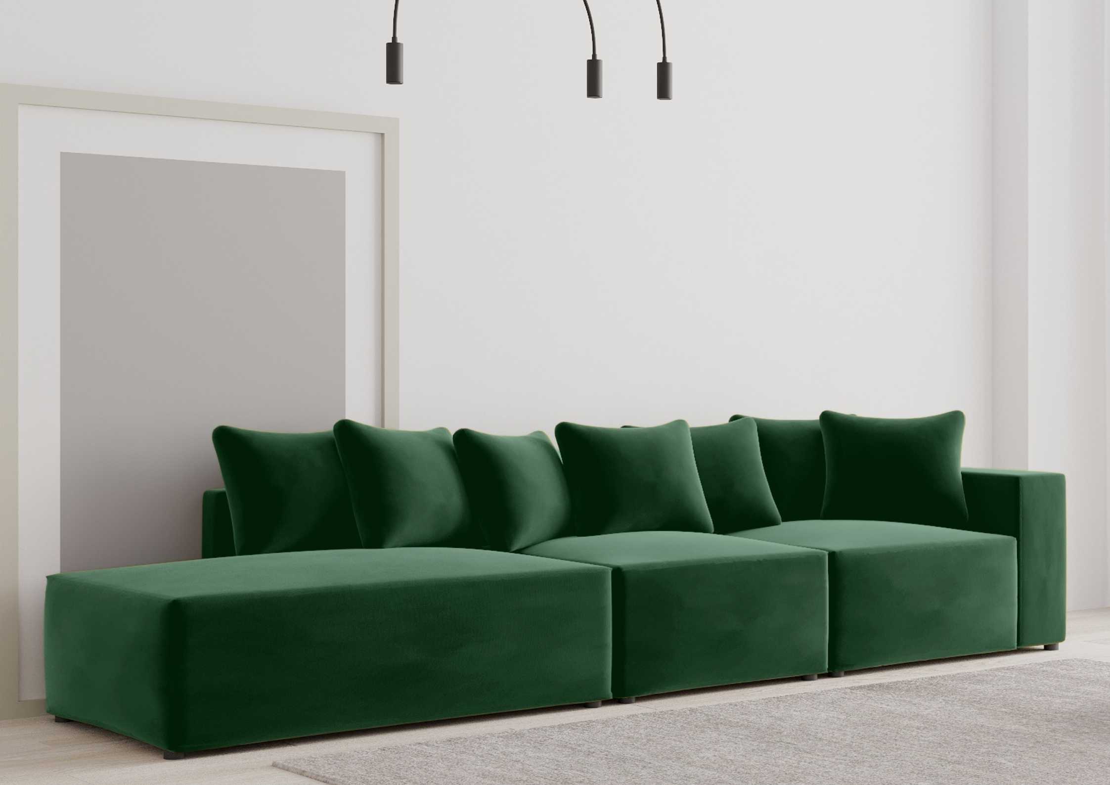 Loftowa sofa w kolorze zielonym
